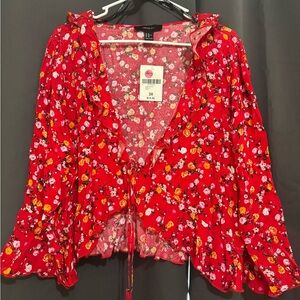 Forever 21 Red Floral Blouse